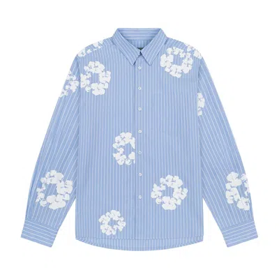 Pre-owned Denim Tears Cotton Wreath Oxford Shirt 'blue' | Men's Size L