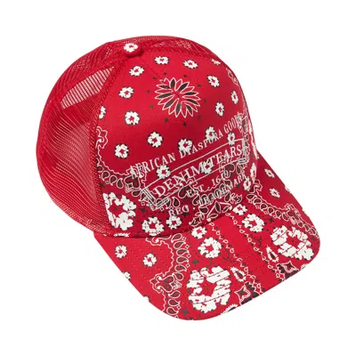 Pre-owned Denim Tears Cotton Wreath Paisley Adg Stamp Cap 'red' | Men's Size Onesize