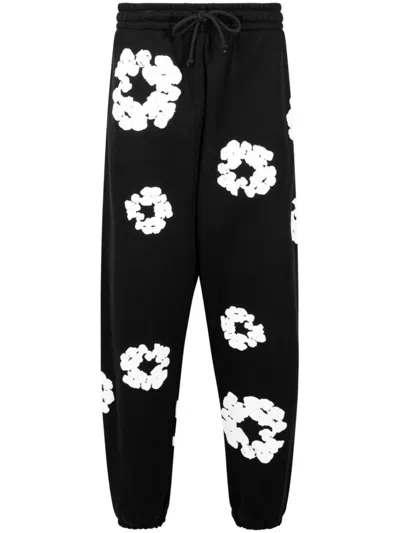 Denim Tears Cotton Wreath-print Track Pants In Black