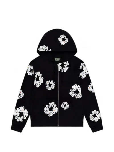 Denim Tears Cotton Wreath Rhinestone-studded Hoodie In Black