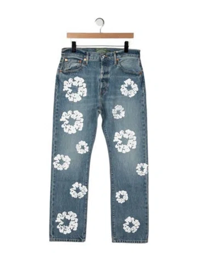 Pre-owned Denim Tears Cotton Wreath Straight-leg Jeans W/ Tags In Blue
