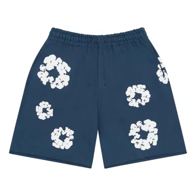 Denim Tears Cotton Wreath Sweatshorts 'navy' In Blue