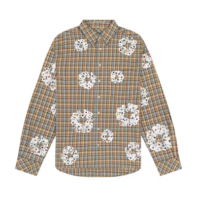 Pre-owned Denim Tears Cotton Wreath Western Button Up 'tan' | Men's Size M In Brown