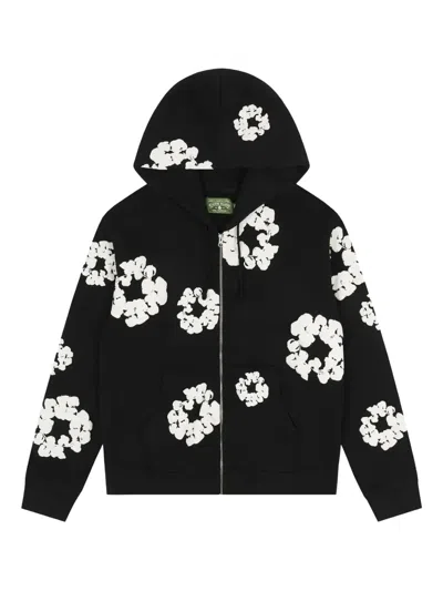 Denim Tears Cotton Wreath Zip Hoodie In Black
