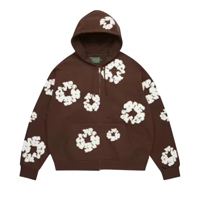 Pre-owned Denim Tears Cotton Wreath Zip Hoodie 'dark Brown' | Men's Size L