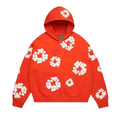 Pre-owned Denim Tears Cotton Wreath Zip Hoodie 'dark Orange' | Men's Size Xxl