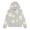 Denim Tears Wreath-print Zip-up Hoodie In Neutral