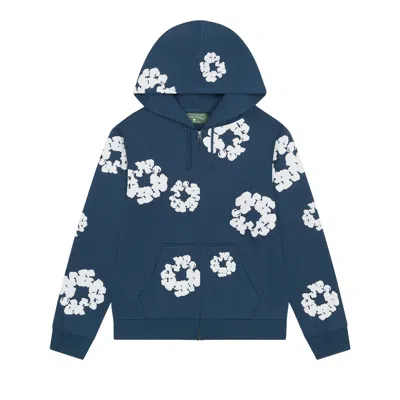 Pre-owned Denim Tears Cotton Wreath Zip Hoodie 'navy' | Blue | Men's Size L