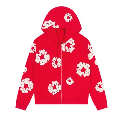 Pre-owned Denim Tears Cotton Wreath Zip Hoodie 'red' | Men's Size L