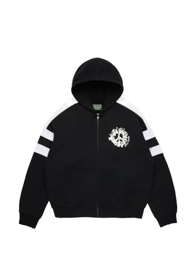 Denim Tears Denim U Paneled Zip-up Hoodie In Black
