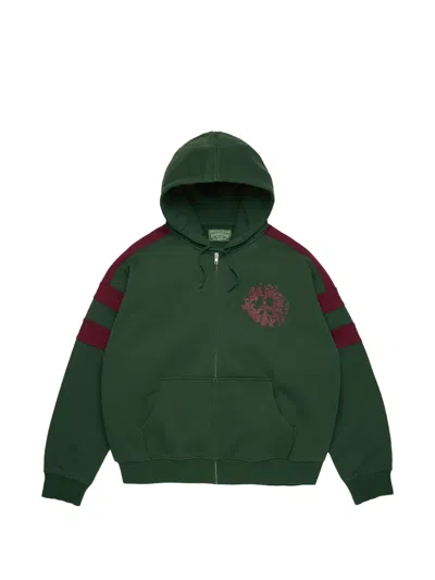 Denim Tears Denim U Paneled Zip-up Hoodie In Green