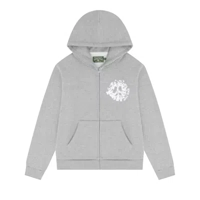 Pre-owned Denim Tears Denim University Zip Hoodie 'grey/white' | Men's Size S In Gray