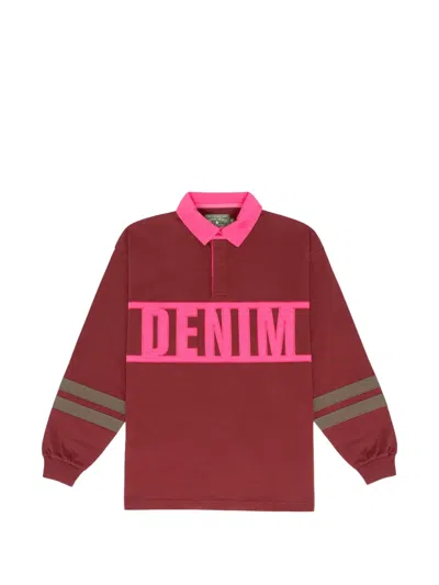 Denim Tears Down By The Tears Long-sleeve Polo Shirt In Red