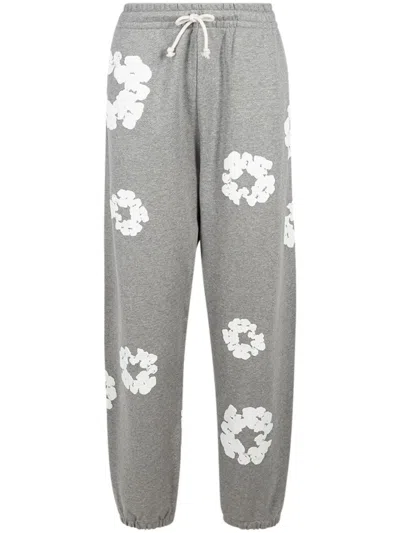Denim Tears Drawstring "cotton Wreath" Track Pants In Grey