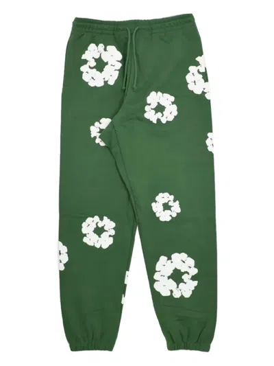 Denim Tears Drawstring Floral-print Track Pants In Green