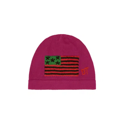 Pre-owned Denim Tears Dt Flag Beanie Pink 'red' | Men's Size Onesize