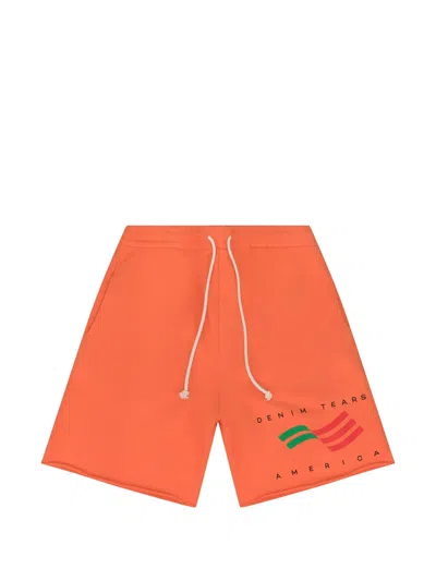 Denim Tears Ellis Tears Fleece Shorts In Orange