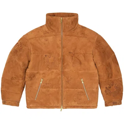 Pre-owned Denim Tears Embossed Leather Wreath Puffer 'brown' | Men's Size Xl