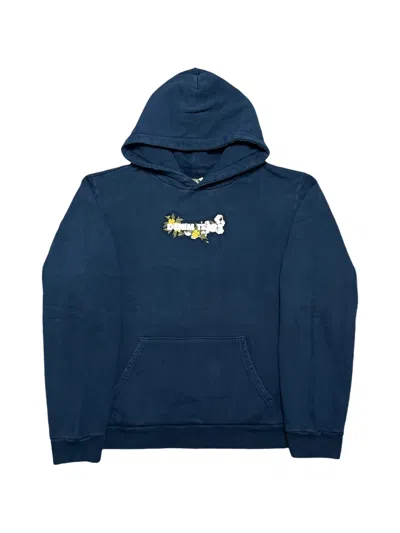 Denim Tears Embroidered Floral Logo Hoodie In Blue