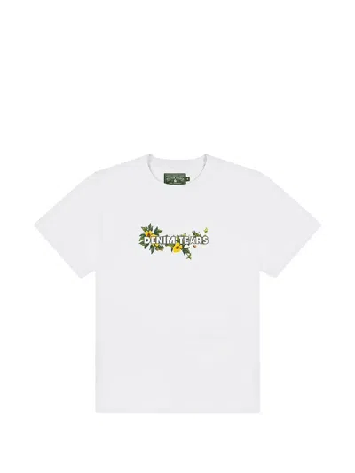 Denim Tears Embroidered Floral-logo T-shirt In White