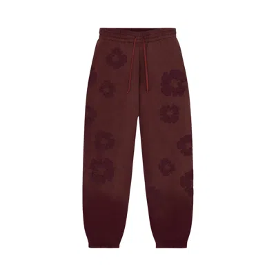 Pre-owned Denim Tears Faded Mono Cotton Wreath Sweatpants 'beet Root' | Red | Men's Size Xl