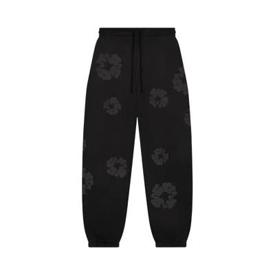 Pre-owned Denim Tears Faded Mono Cotton Wreath Sweatpants 'black' | Men's Size L