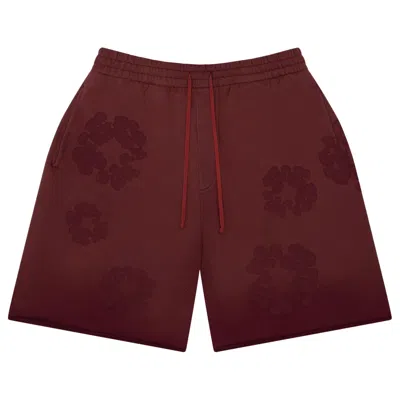 Pre-owned Denim Tears Faded Mono Cotton Wreath Sweatshorts 'beet Root' | Red | Men's Size M