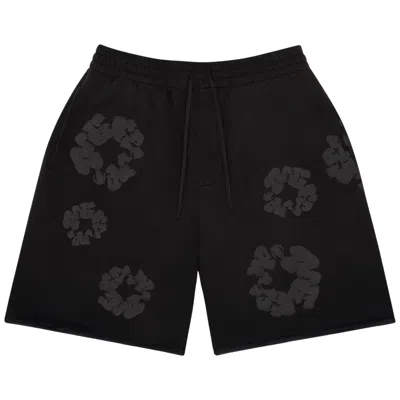 Pre-owned Denim Tears Faded Mono Cotton Wreath Sweatshorts 'black' | Men's Size L