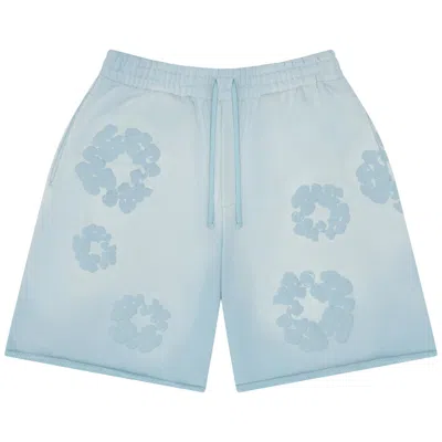 Pre-owned Denim Tears Faded Mono Cotton Wreath Sweatshorts 'light Blue' | Men's Size Xl