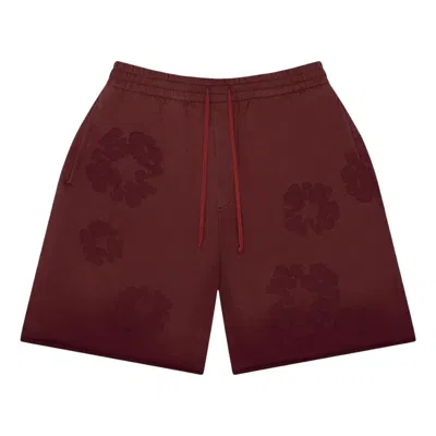 Denim Tears Faded Mono Wreath Sweatshorts 'beet Root' In Purple