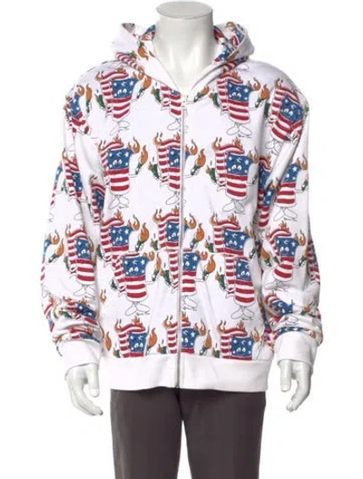 Pre-owned Denim Tears Firecracker Graphic Print Hoodie In White