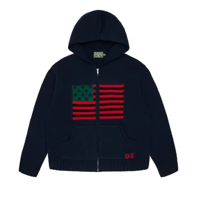 Pre-owned Denim Tears Flag Zip Sweater 'navy' | Blue | Men's Size Xxl