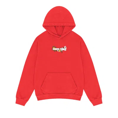 Pre-owned Denim Tears Floral Embroidered Logo Hoodie 'red' | Men's Size S