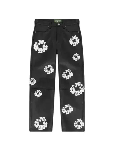 Denim Tears Floral-motif Trousers In Black