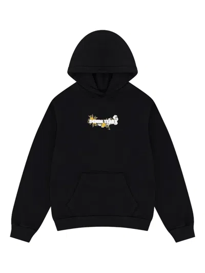 Denim Tears Floral-print Hoodie In Black