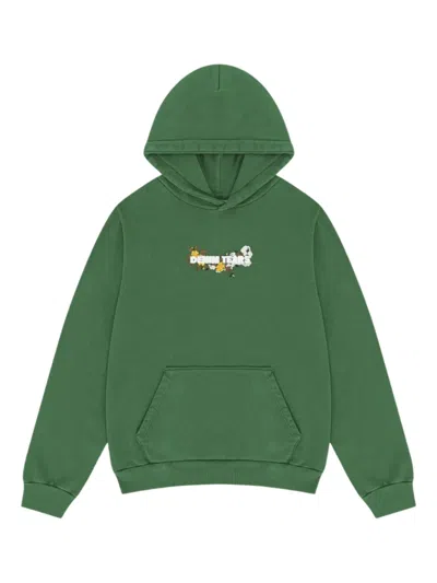 Denim Tears Embroidered Floral Hoodie In Green
