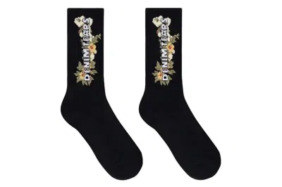 Pre-owned Denim Tears Floral Wreath Socks Black