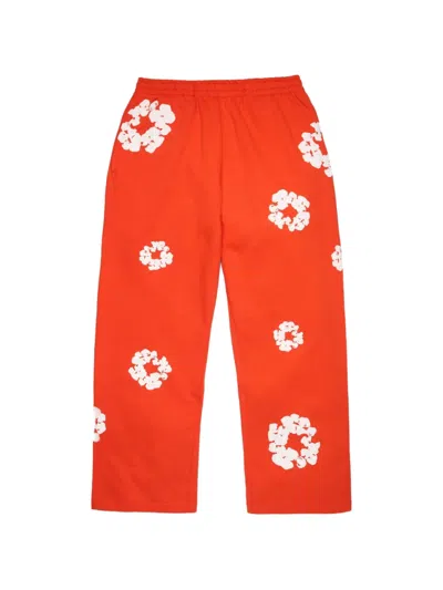 Denim Tears Floral-print Track Pants In Black