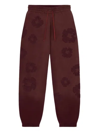 Denim Tears Flower-embellishment Track Pants In Brown