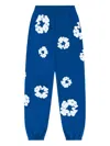 Denim Tears Flower-print Drawstring Track Pants In Blue