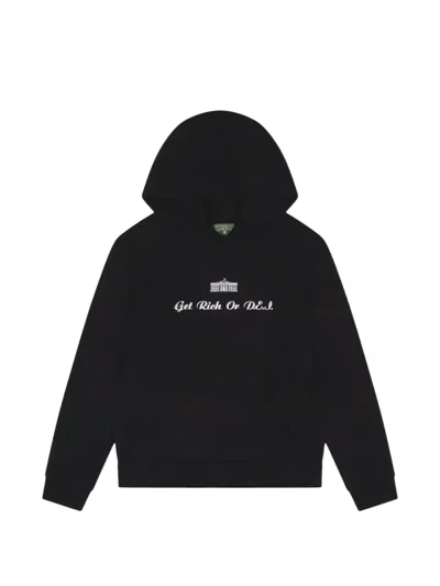 Denim Tears Get Rich Or Dei Embroidered Hoodie In Black