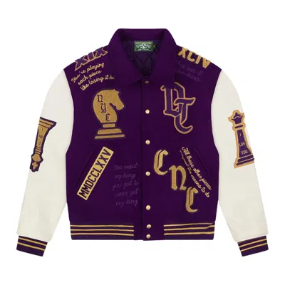 Pre-owned Denim Tears Grandmaster Varsity Jacket 'purple' | Men's Size Xl