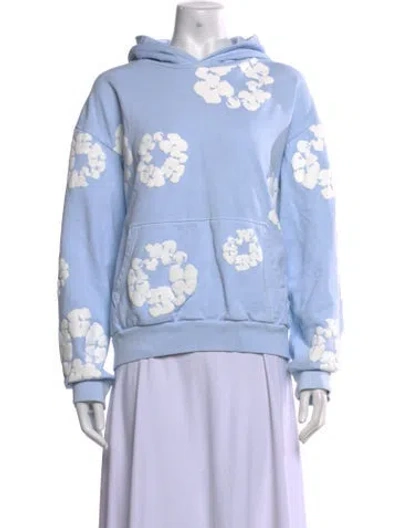 Pre-owned Denim Tears Graphic Print Crew Neck Hoodie In Blue