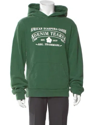 Pre-owned Denim Tears Graphic Print Crew Neck Hoodie In Green