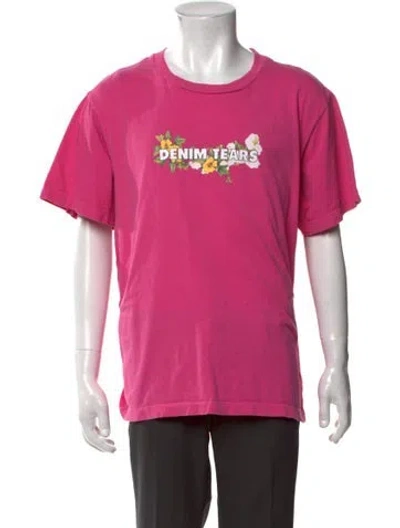 Pre-owned Denim Tears Graphic Print Crew Neck T-shirt In Pink