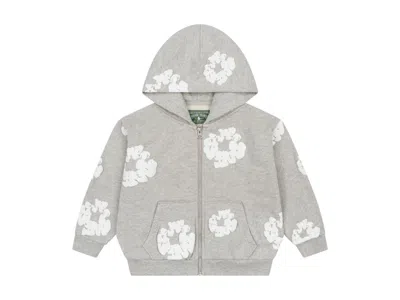 Pre-owned Denim Tears Kids Cotton Wreath Zip Hoodie In Grey