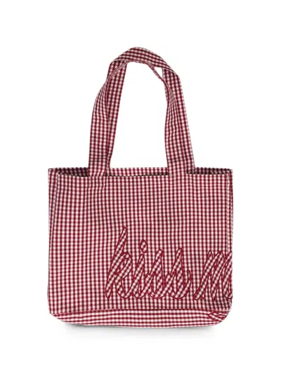 Denim Tears Kiss My Grits Gingham Tote Bag In Pink