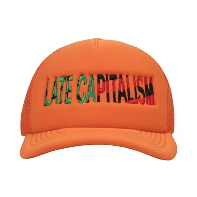 Pre-owned Denim Tears Late Capitalism Trucker Hat 'orange' | Men's Size Onesize
