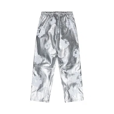 Pre-owned Denim Tears Leather Cotton Wreath Sweatpants 'silver' | Men's Size Xl