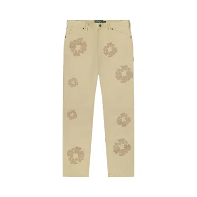 Pre-owned Denim Tears Leather Laser Cut Wreath Work Pant 'beige' 'beige' | Tan | Men's Size 30